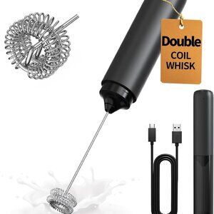 CIRCLE JOY Rechargeable Milk Frother Hanheld, Dual Coil Whisk
